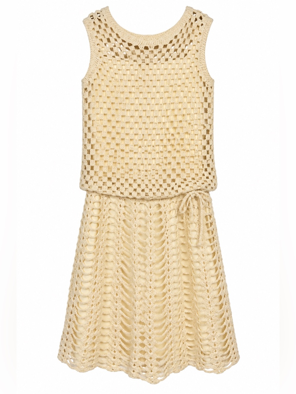 Handmade Vintage Crochet Drop Waist Cottagecore Dress
